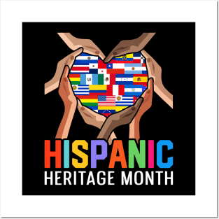 Latin Countries Hands Heart Flags Hispanic Heritage Month Posters and Art